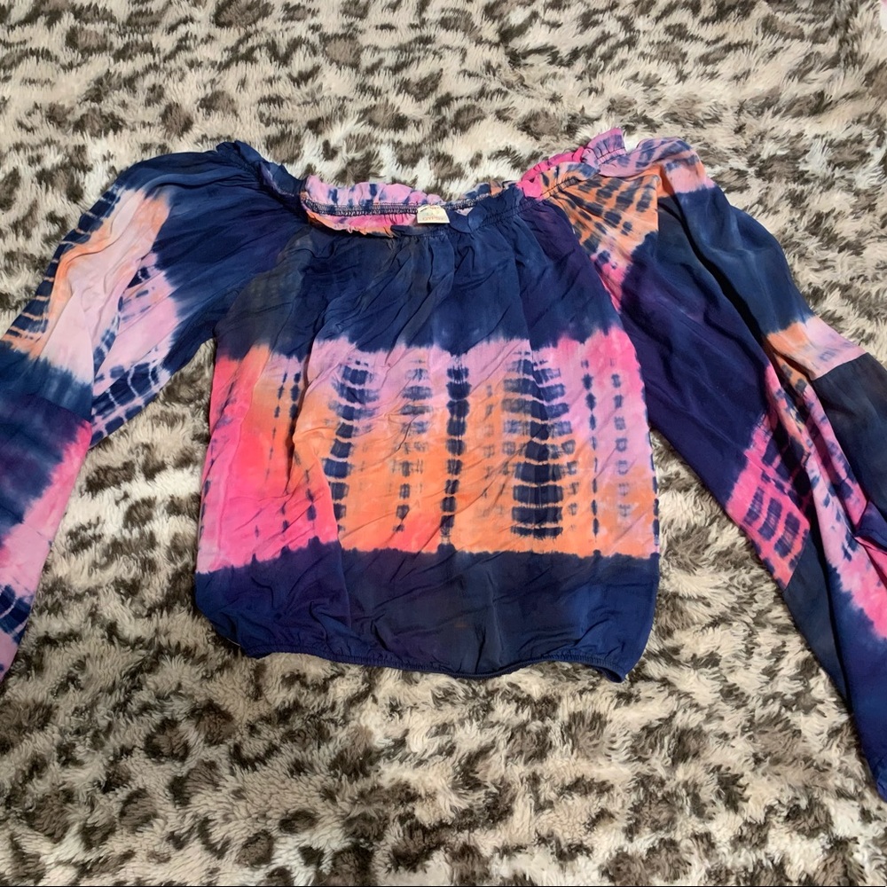 Never worn boutique tye-dye bell sleeve top